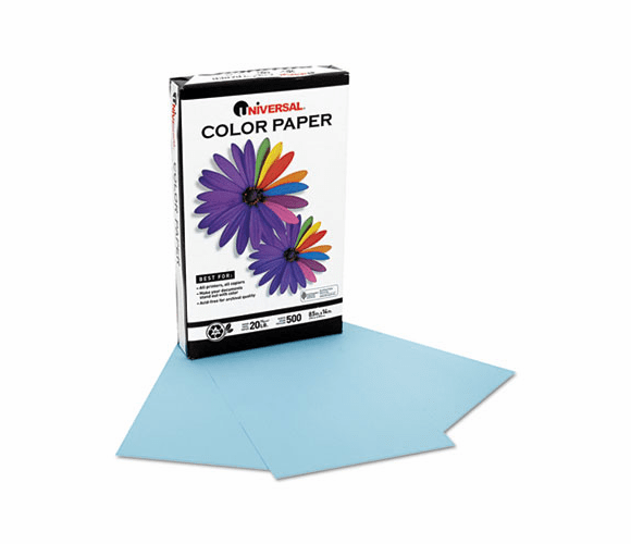 UNV11222 Colored Paper, 20lb, 8-1/2 x 14, Blue, 500 Sheets/Ream By UNIVERSAL OFFICE PRODUCTS