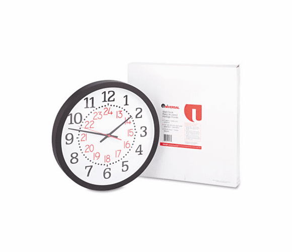 UNV11431 Two-Color Numerals Wall Clock, 13-1/2in, Black By UNIVERSAL OFFICE PRODUCTS