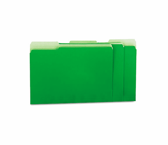 UNV12302 Recycled Interior File Folders, 1/3 Cut Top Tab, Letter, Green, 100/Box By UNIVERSAL OFFICE PRODUCTS