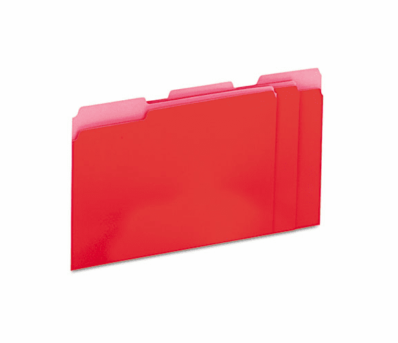 UNV12303 Recycled Interior File Folders, 1/3 Cut Top Tab, Letter, Red, 100/Box By UNIVERSAL OFFICE PRODUCTS