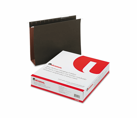 UNV14143 Three Inch Box Bottom Pressboard Hanging Folder, Letter, Standard Green, 25/Box By UNIVERSAL OFFICE PRODUCTS
