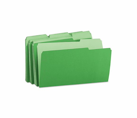 UNV15302 Recycled Interior File Folders, 1/3 Cut Top Tab, Legal, Green, 100/Box By UNIVERSAL OFFICE PRODUCTS