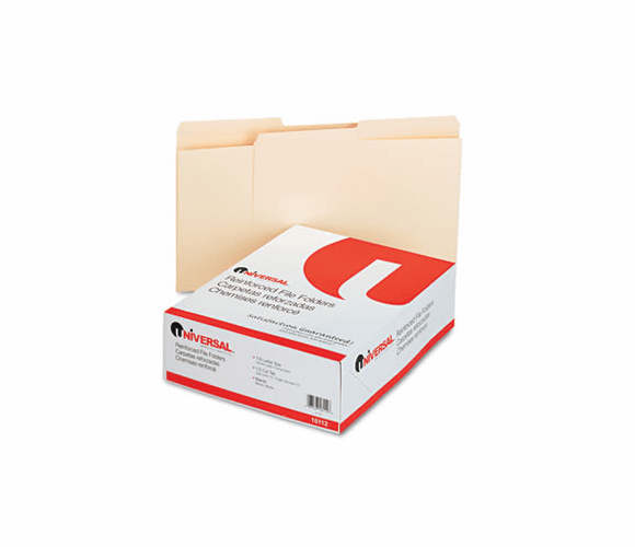 UNV16112 File Folders, 1/2 Cut, Two-Ply Top Tab, Letter, Manila, 100/Box By UNIVERSAL OFFICE PRODUCTS