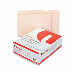 UNV16113 File Folders, 1/3 Cut Assorted, Two-Ply Top Tab, Letter, Manila, 100/Box By UNIVERSAL OFFICE PRODUCTS