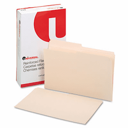 UNV16122 File Folders, 1/2 Cut, Two-Ply Top Tab, Legal, Manila, 100/Box By UNIVERSAL OFFICE PRODUCTS