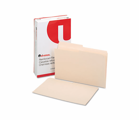 UNV16122 File Folders, 1/2 Cut, Two-Ply Top Tab, Legal, Manila, 100/Box By UNIVERSAL OFFICE PRODUCTS