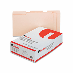 UNV16123 File Folders, 1/3 Cut Assorted, Two-Ply Top Tab, Legal, Manila, 100/Box By UNIVERSAL OFFICE PRODUCTS