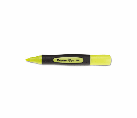 UNV18861 Desk Highlighter w/Comfort Grip, Chisel Tip, Fluorescent Yellow, 12/Pk By UNIVERSAL OFFICE PRODUCTS