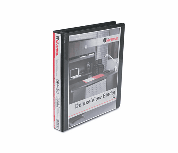 UNV20711 Deluxe Round Ring Vinyl View Binder, 1" Capacity, Black By UNIVERSAL OFFICE PRODUCTS
