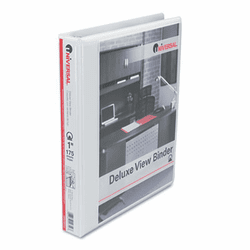 UNV20712 Deluxe Round Ring Vinyl View Binder, 1" Capacity, White By UNIVERSAL OFFICE PRODUCTS