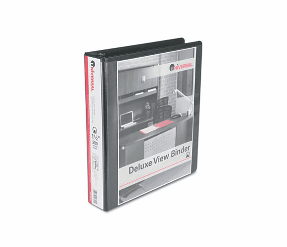 UNV20721 Deluxe Round Ring Vinyl View Binder, 1-1/2" Capacity, Black By UNIVERSAL OFFICE PRODUCTS