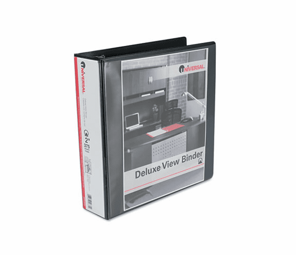 UNV20731 Deluxe Round Ring Vinyl View Binder, 2" Capacity, Black By UNIVERSAL OFFICE PRODUCTS