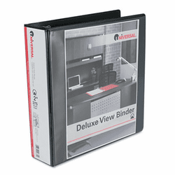UNV20731 Deluxe Round Ring Vinyl View Binder, 2" Capacity, Black By UNIVERSAL OFFICE PRODUCTS