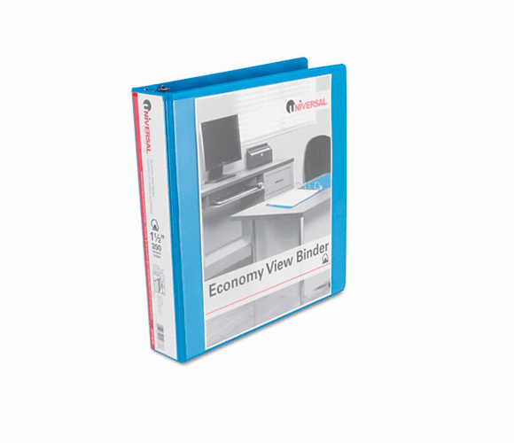 UNV20736 Economy D-Ring Vinyl View Binder, 1" Capacity, Light Blue By UNIVERSAL OFFICE PRODUCTS