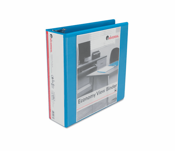 UNV20739 Economy D-Ring Vinyl View Binder, 3" Capacity, Light Blue By UNIVERSAL OFFICE PRODUCTS