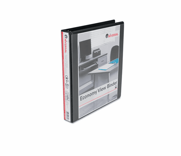 UNV20741 Economy D-Ring Vinyl View Binder, 1" Capacity, Black By UNIVERSAL OFFICE PRODUCTS