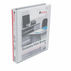 UNV20742 Economy D-Ring Vinyl View Binder, 1" Capacity, White By UNIVERSAL OFFICE PRODUCTS