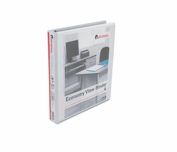 UNV20742 Economy D-Ring Vinyl View Binder, 1" Capacity, White By UNIVERSAL OFFICE PRODUCTS