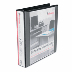 UNV20743 Economy D-Ring Vinyl View Binder, 1-1/2" Capacity, Black By UNIVERSAL OFFICE PRODUCTS