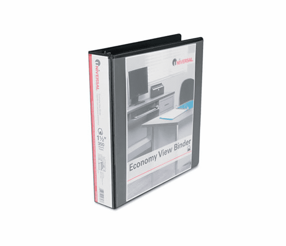 UNV20743 Economy D-Ring Vinyl View Binder, 1-1/2" Capacity, Black By UNIVERSAL OFFICE PRODUCTS