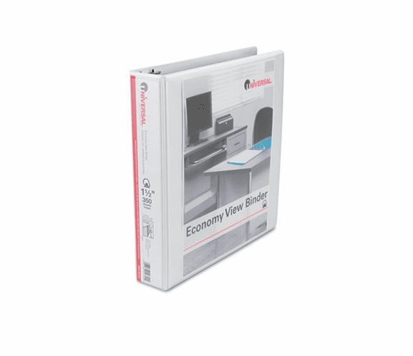 UNV20744 Economy D-Ring Vinyl View Binder, 1-1/2" Capacity, White By UNIVERSAL OFFICE PRODUCTS