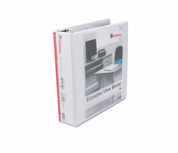 UNV20746 Economy D-Ring Vinyl View Binder, 2" Capacity, White By UNIVERSAL OFFICE PRODUCTS