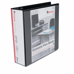 UNV20747 Economy D-Ring Vinyl View Binder, 3" Capacity, Black By UNIVERSAL OFFICE PRODUCTS