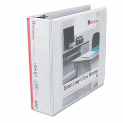 UNV20748 Economy D-Ring Vinyl View Binder, 3" Capacity, White By UNIVERSAL OFFICE PRODUCTS