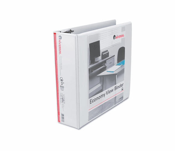 UNV20748 Economy D-Ring Vinyl View Binder, 3" Capacity, White By UNIVERSAL OFFICE PRODUCTS