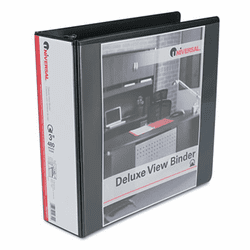 UNV20751 Deluxe Round Ring Vinyl View Binder, 3" Capacity, Black By UNIVERSAL OFFICE PRODUCTS