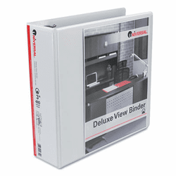 UNV20752 Deluxe Round Ring Vinyl View Binder, 3" Capacity, White By UNIVERSAL OFFICE PRODUCTS