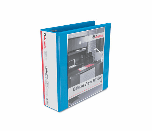 UNV20753 Deluxe Round Ring Vinyl View Binder, 3" Capacity, Light Blue By UNIVERSAL OFFICE PRODUCTS