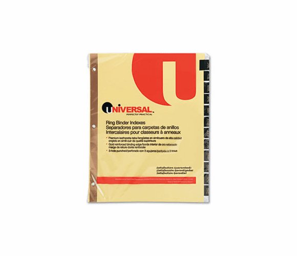 UNV20823 Leather-Look Mylar Tab Dividers, 12 Month Tabs, Letter, Black/Gold, 12/Set By UNIVERSAL OFFICE PRODUCTS