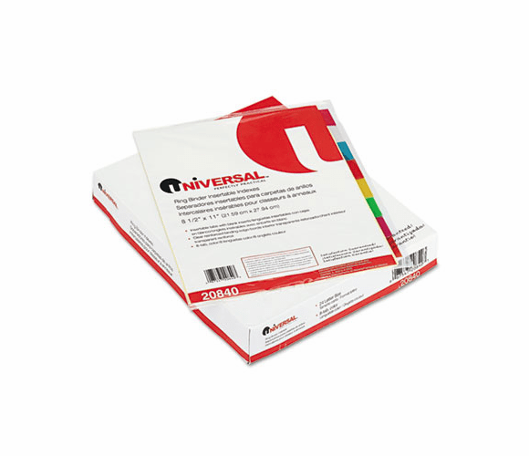 UNV20840 Economical Insertable Index, Multicolor Tabs, 8-Tab, Letter, Buff, 24 Sets/Box By UNIVERSAL OFFICE PRODUCTS