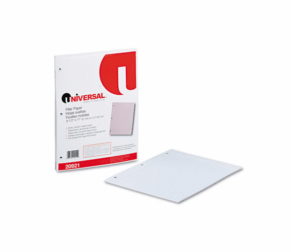 UNV20921 Mediumweight 16-lb. Filler Paper, 11 x 8-1/2, College Ruled, White, 200 Shts/Pk By UNIVERSAL OFFICE PRODUCTS
