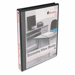 UNV20951 Round Ring Economy Vinyl View Binder, 1/2" Capacity, Black By UNIVERSAL OFFICE PRODUCTS