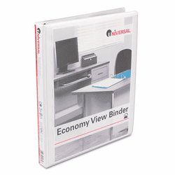 UNV20952 Round Ring Economy Vinyl View Binder, 1/2" Capacity, White By UNIVERSAL OFFICE PRODUCTS