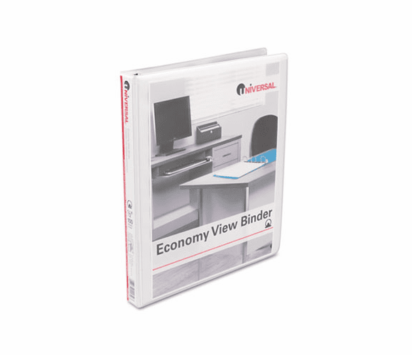 UNV20952 Round Ring Economy Vinyl View Binder, 1/2" Capacity, White By UNIVERSAL OFFICE PRODUCTS