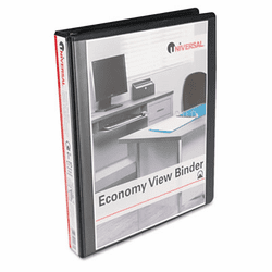 UNV20961 Round Ring Economy Vinyl View Binder, 1" Capacity, Black By UNIVERSAL OFFICE PRODUCTS