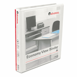 UNV20962 Round Ring Economy Vinyl View Binder, 1" Capacity, White By UNIVERSAL OFFICE PRODUCTS
