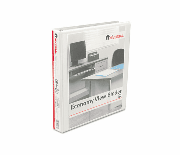 UNV20962 Round Ring Economy Vinyl View Binder, 1" Capacity, White By UNIVERSAL OFFICE PRODUCTS