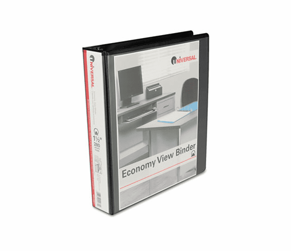 UNV20971 Round Ring Economy Vinyl View Binder, 1-1/2" Capacity, Black By UNIVERSAL OFFICE PRODUCTS