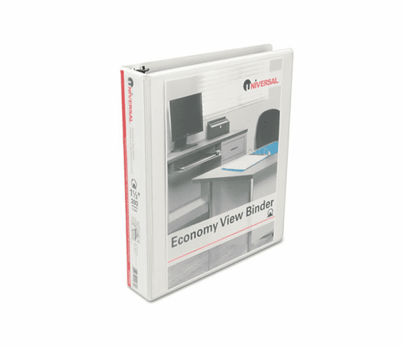 UNV20972 Round Ring Economy Vinyl View Binder, 1-1/2" Capacity, White By UNIVERSAL OFFICE PRODUCTS