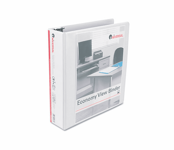 UNV20982 Round Ring Economy Vinyl View Binder, 2" Capacity, White By UNIVERSAL OFFICE PRODUCTS