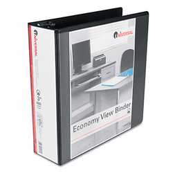 UNV20991 Round Ring Economy Vinyl View Binder, 3" Capacity, Black By UNIVERSAL OFFICE PRODUCTS