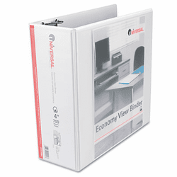 UNV20994 Economy D-Ring Vinyl View Binder, 4" Capacity, White By UNIVERSAL OFFICE PRODUCTS