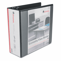 UNV20995 Economy D-Ring Vinyl View Binder, 4" Capacity, Black By UNIVERSAL OFFICE PRODUCTS
