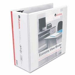 UNV20997 Economy D-Ring Vinyl View Binder, 5" Capacity, White By UNIVERSAL OFFICE PRODUCTS