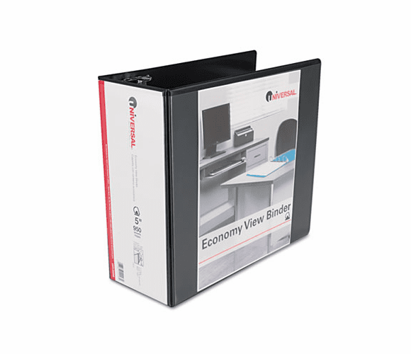 UNV20998 Economy D-Ring Vinyl View Binder, 5" Capacity, Black By UNIVERSAL OFFICE PRODUCTS