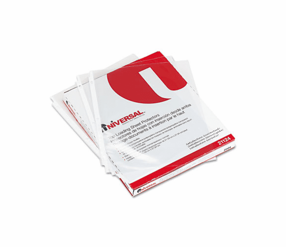 UNV21124 Top-Load Poly Sheet Protectors, Standard Gauge, Letter, Clear, 50/Box By UNIVERSAL OFFICE PRODUCTS